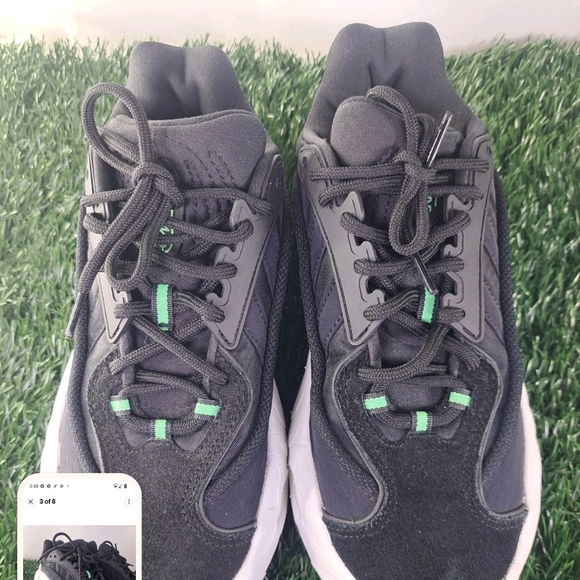Oznova Adidas Black and Green Athletic Sneakers - Picture 1 of 14